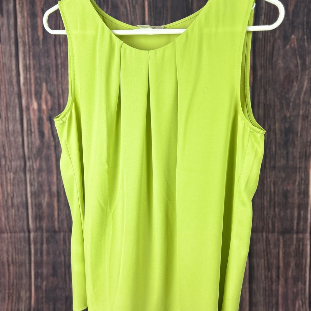 LOFT Green Pleated Blouse